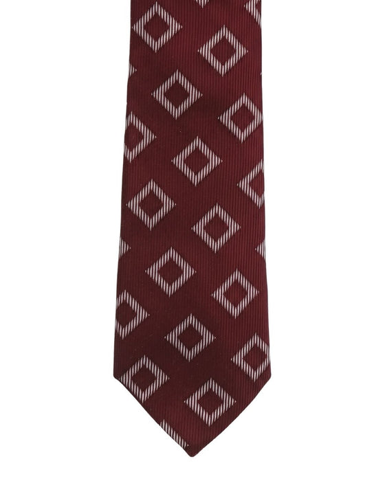 Armani Collezioni Mens Burgundy / Pink Diamond Geometric Neck Tie