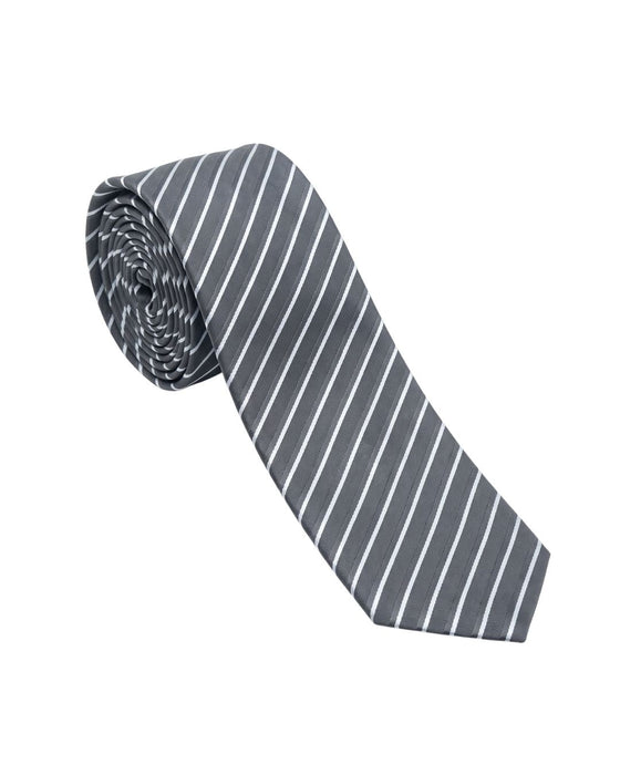 Armani Collezione Mens Gray / White Diagonal Stripe Neck Tie