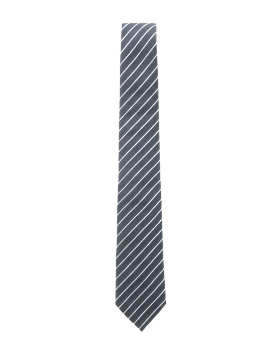 Armani Collezione Mens Gray / White Diagonal Stripe Neck Tie