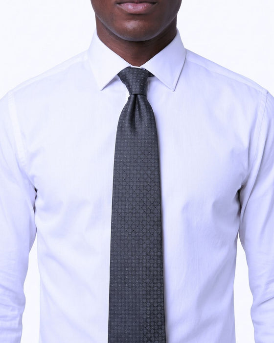 Armani Collezione Mens Charcoal Gray Micro Geometric Neck Tie