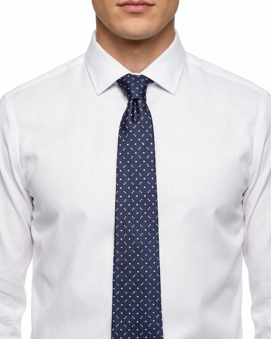 Armani Collezione Mens Navy Blue / White Diamond Dot Neck Tie