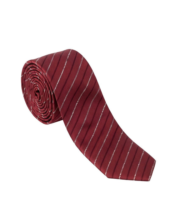 Armani Collezioni Mens Burgundy / Gray Diagonal Stripe Silk Neck Tie