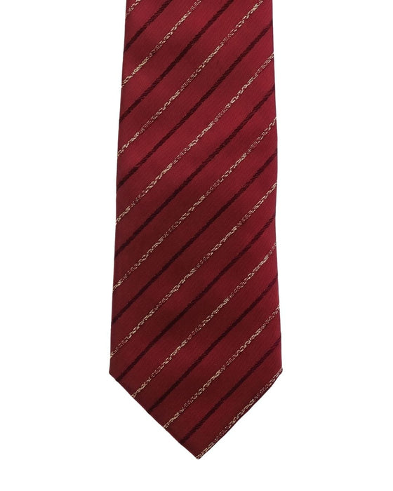 Armani Collezioni Mens Burgundy / Gray Diagonal Stripe Silk Neck Tie