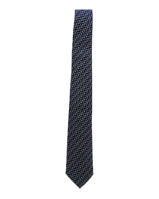 Armani Collezione Mens Navy Blue / Gray Zigzag Geometric Neck Tie
