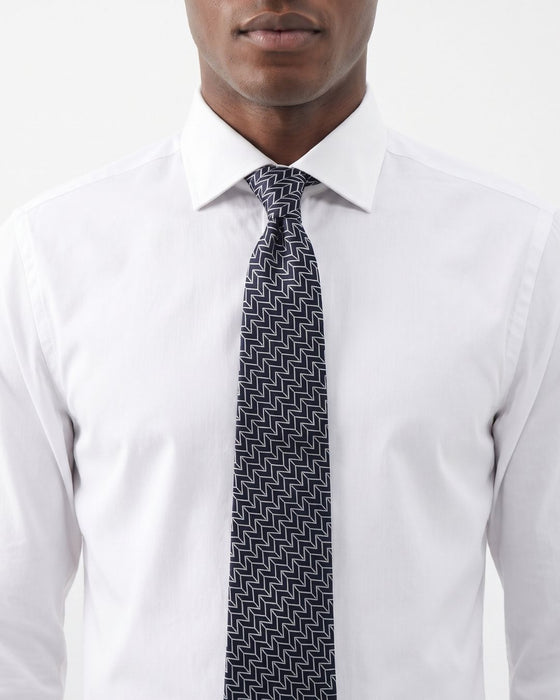 Armani Collezione Mens Navy Blue / Gray Zigzag Geometric Neck Tie