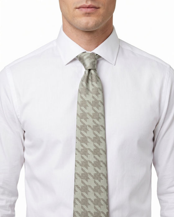 Armani Collezione Mens Light Gray / Gray Houndstooth Neck Tie