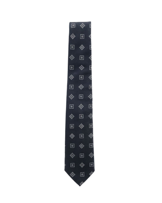 Armani Collezione Mens Navy Blue / Gray Square Diamond Neck Tie