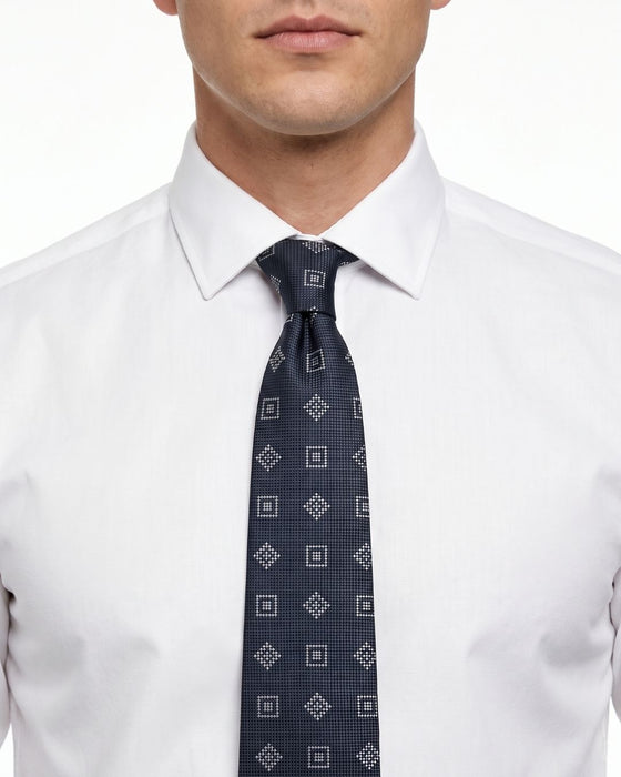Armani Collezione Mens Navy Blue / Gray Square Diamond Neck Tie