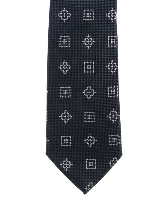 Armani Collezione Mens Navy Blue / Gray Square Diamond Neck Tie