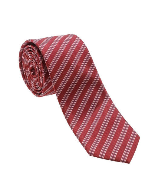 Armani Collezioni Mens Red / White / Gray Diagonal Stripe Neck Tie
