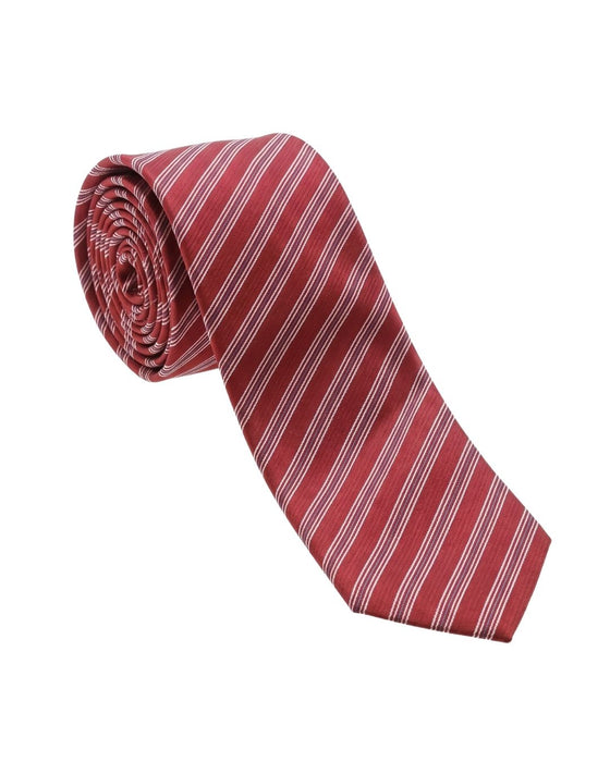 Armani Collezione Mens Red / White / Gray Diagonal Stripe Neck Tie