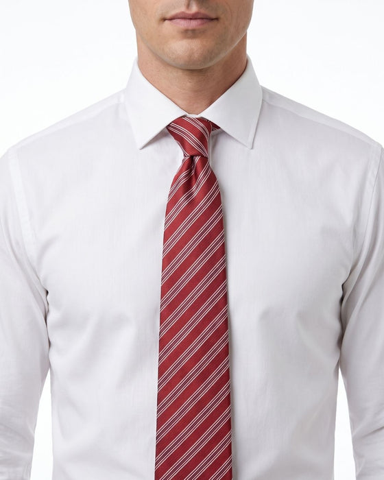 Armani Collezione Mens Red / White / Gray Diagonal Stripe Neck Tie