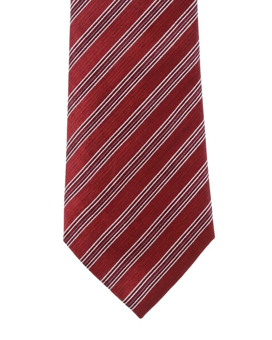 Armani Collezione Mens Red / White / Gray Diagonal Stripe Neck Tie