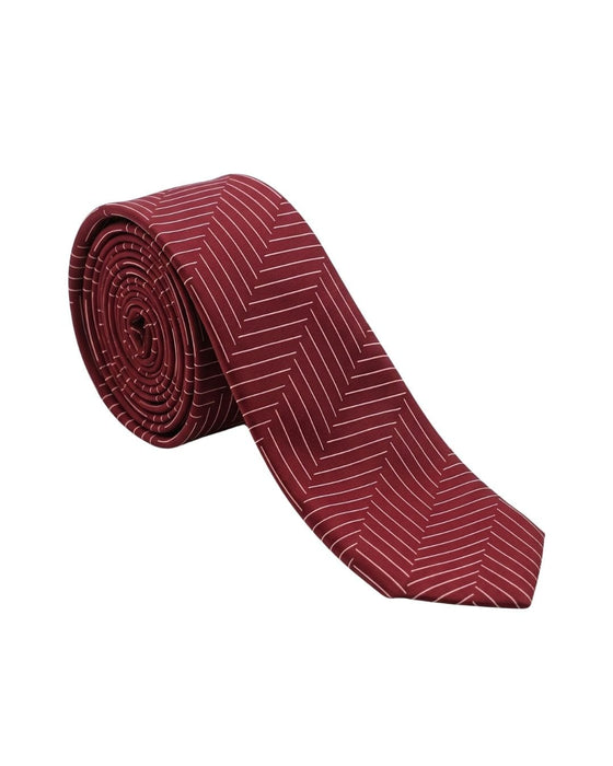 Armani Collezioni Mens Burgundy Chevron Silk Neck Tie