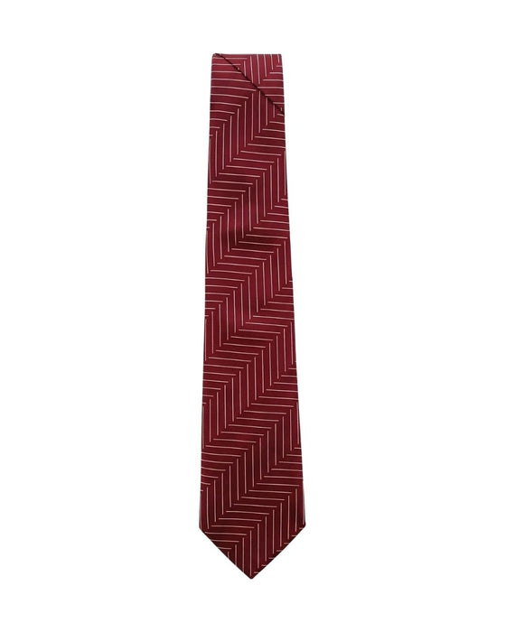 Armani Collezioni Mens Burgundy Chevron Silk Neck Tie