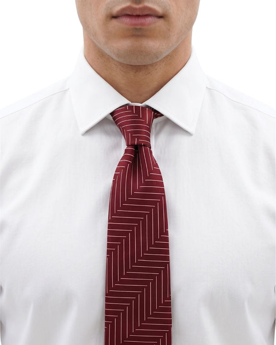 Armani Collezioni Mens Burgundy Chevron Silk Neck Tie