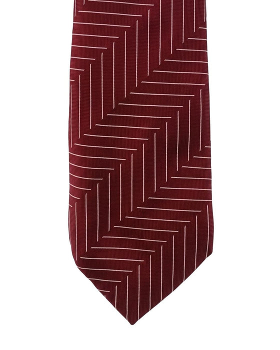 Armani Collezioni Mens Burgundy Chevron Silk Neck Tie