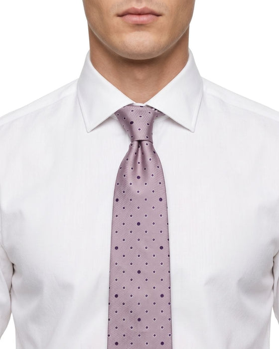 Armani Collezioni Mens Lavender / Black Polka Dot Silk Neck Tie