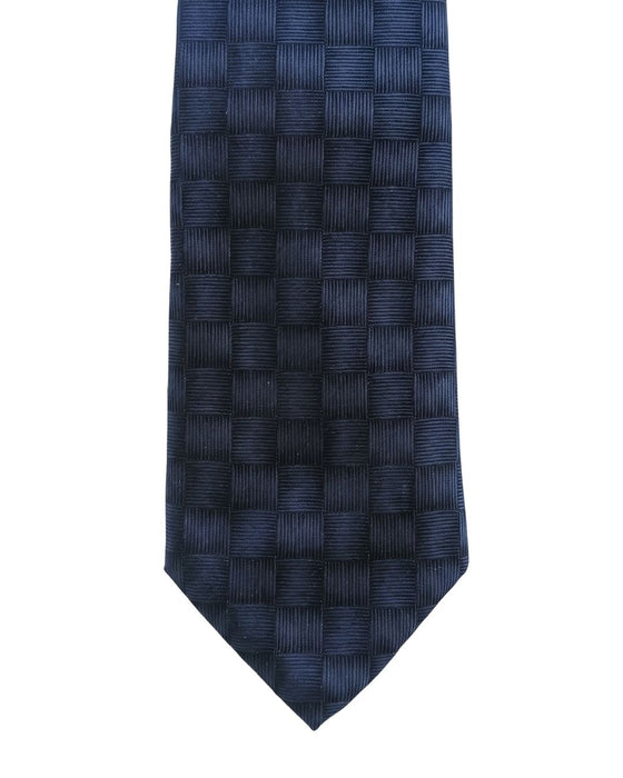 Armani Collezione Mens Navy Blue / Blue Tonal Grid Neck Tie