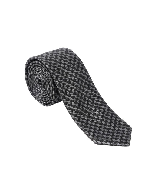 Armani Collezioni Mens Black / Gray Houndstooth Silk Neck Tie