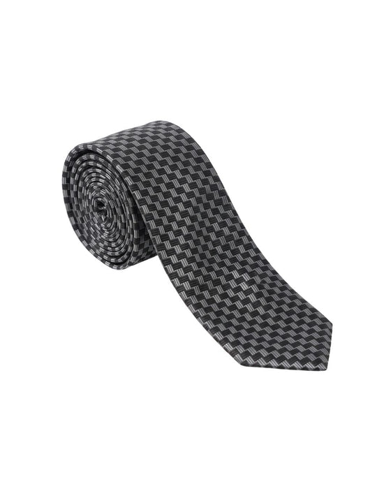Armani Collezioni Mens Black / Gray Houndstooth Silk Neck Tie
