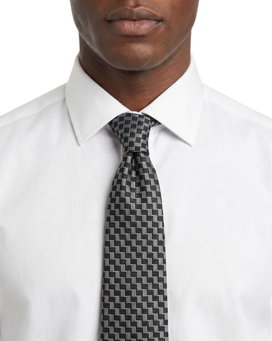 Armani Collezioni Mens Black / Gray Houndstooth Silk Neck Tie