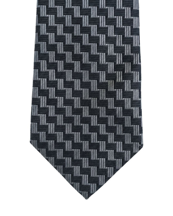 Armani Collezioni Mens Black / Gray Houndstooth Silk Neck Tie