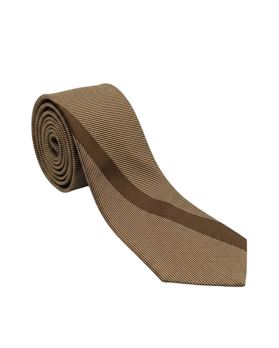 Armani Collezione Mens Brown / Dark Brown Broad Diagonal Stripe Neck Tie