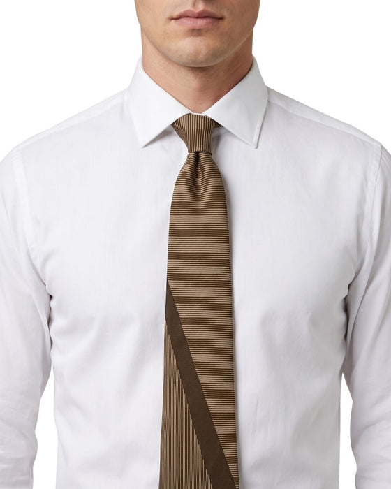 Armani Collezione Mens Brown / Dark Brown Broad Diagonal Stripe Neck Tie