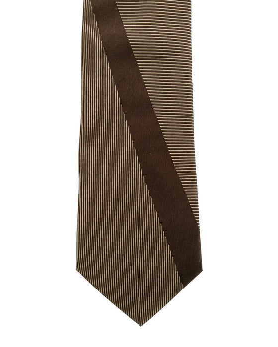 Armani Collezione Mens Brown / Dark Brown Broad Diagonal Stripe Neck Tie