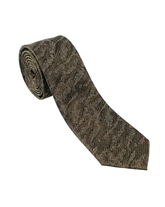 Armani Collezione Mens Olive Brown / Black Abstract Textured Neck Tie