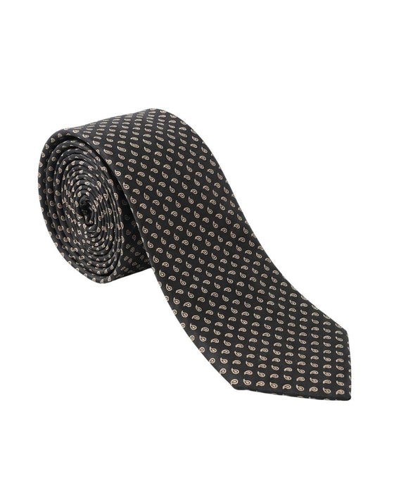 Armani Collezioni Mens Black / Gray Geometric Silk Neck Tie