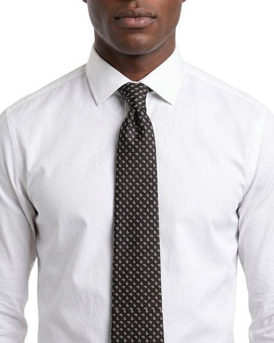 Armani Collezioni Mens Black / Gray Geometric Silk Neck Tie