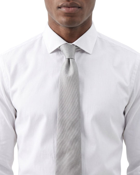 Armani Collezioni Mens Ivory Solid Textured Silk Neck Tie