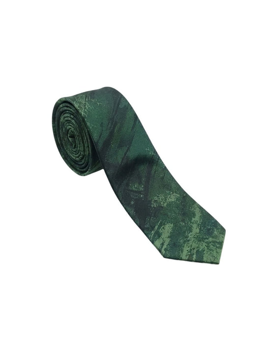 Armani Collezioni Mens Green / Black Abstract Silk Neck Tie
