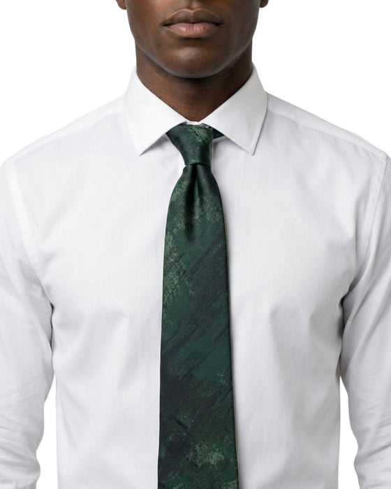 Armani Collezioni Mens Green / Black Abstract Silk Neck Tie
