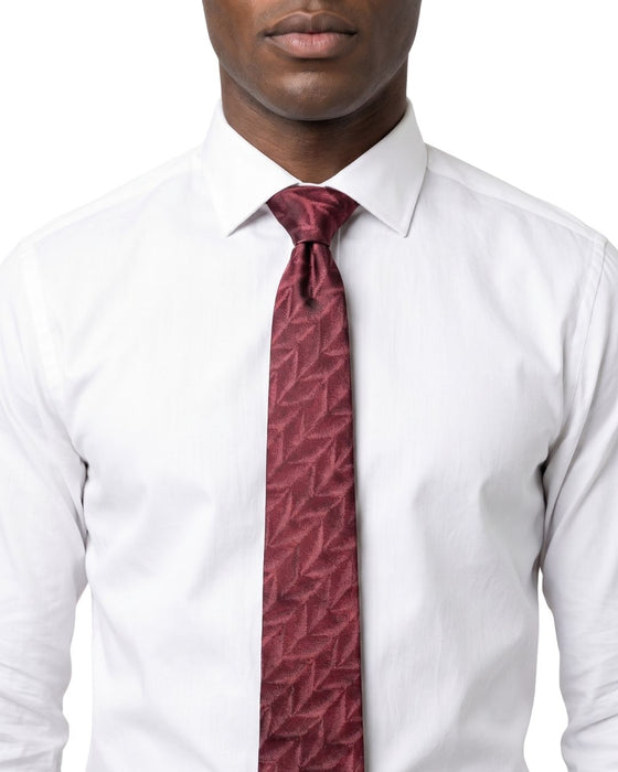 Armani Collezione Mens Burgundy / Pink Tonal Geometric Neck Tie