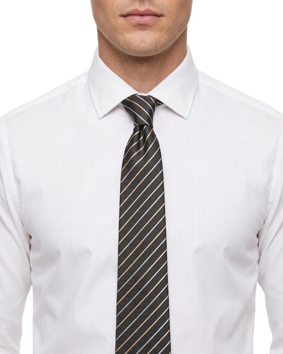 Armani Collezioni Mens Black / White Diagonal Stripe Neck Tie