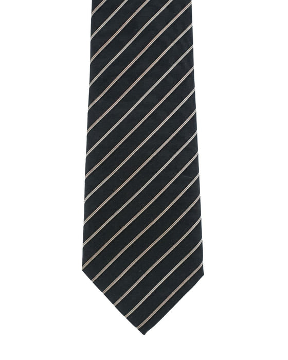 Armani Collezioni Mens Black / White Diagonal Stripe Neck Tie