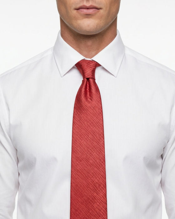 Armani Collezione Mens Red Textured Neck Tie