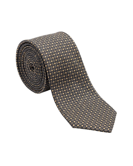Armani Collezioni Mens Brown / Tan Micro Circle Geometric Neck Tie