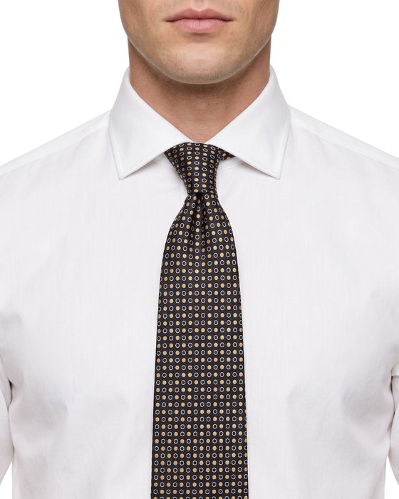 Armani Collezioni Mens Brown / Tan Micro Circle Geometric Neck Tie