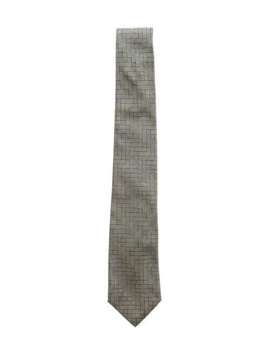 Armani Collezioni Mens Sage Green / Charcoal Linear Grid Neck Tie