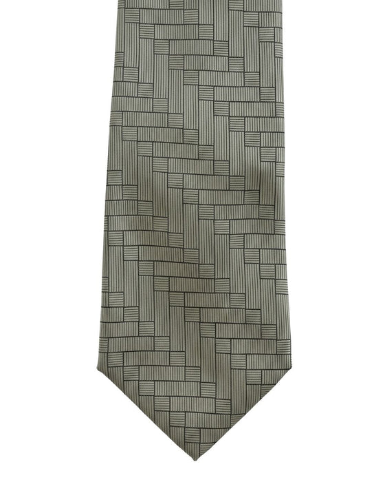 Armani Collezioni Mens Sage Green / Charcoal Linear Grid Neck Tie