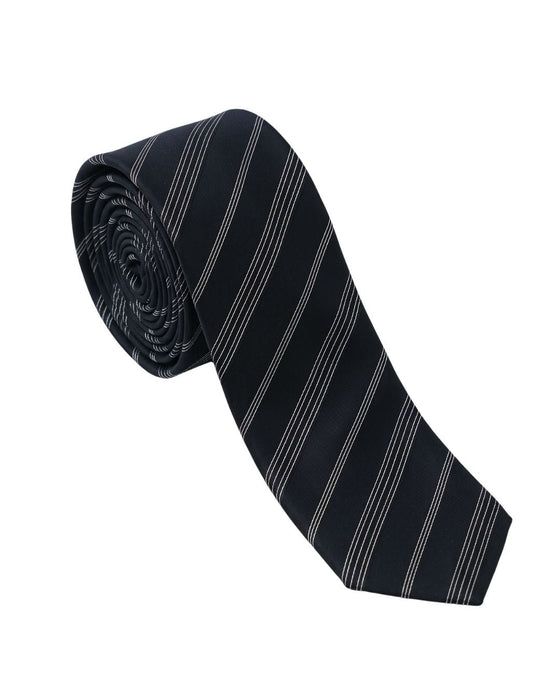 Armani Collezioni Mens Navy Blue / Gray Grouped Diagonal Stripe Neck Tie