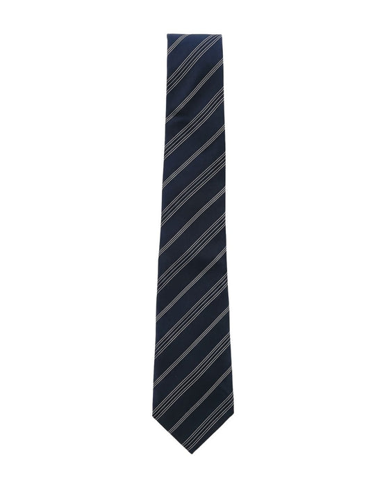 Armani Collezioni Mens Navy Blue / Gray Grouped Diagonal Stripe Neck Tie