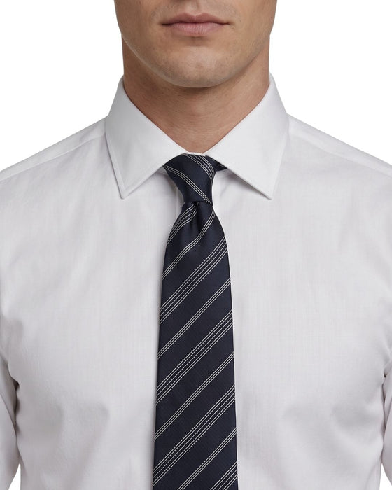 Armani Collezioni Mens Navy Blue / Gray Grouped Diagonal Stripe Neck Tie