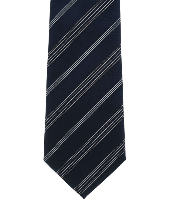 Armani Collezioni Mens Navy Blue / Gray Grouped Diagonal Stripe Neck Tie