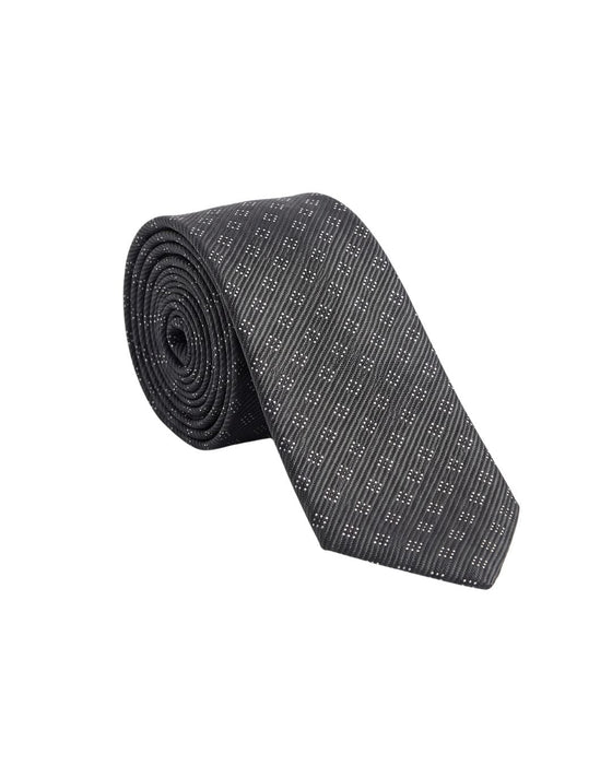 Armani Collezioni Mens Black / Gray Geometric Silk Neck Tie