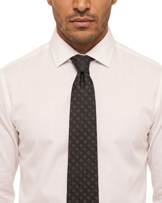 Armani Collezioni Mens Black / Gray Geometric Silk Neck Tie